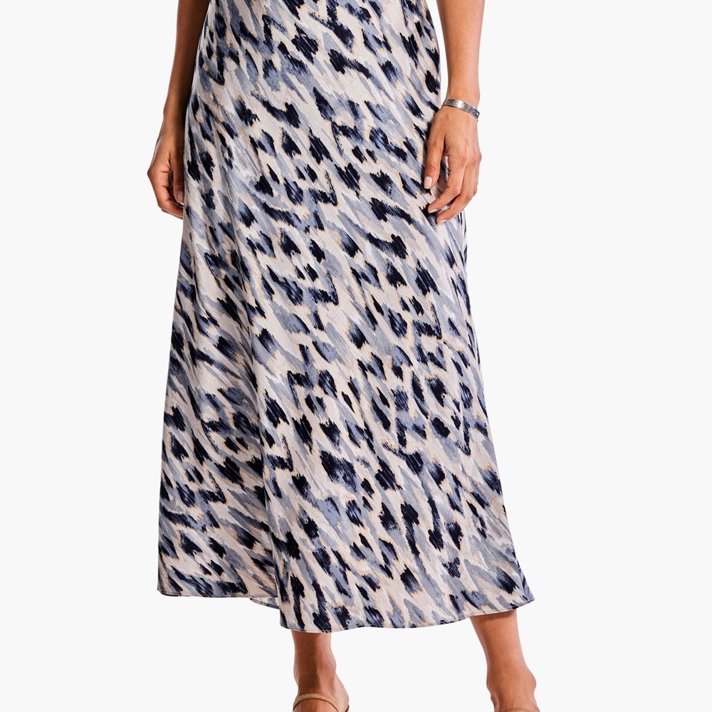 NIC+ZOE Animal Print Midi Skirt in Blue and Black